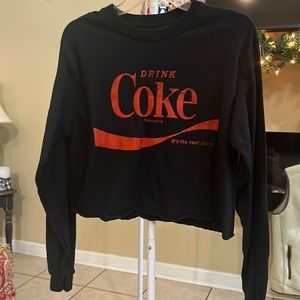 Black long sleeve Coca Cola Crop Top Size M
